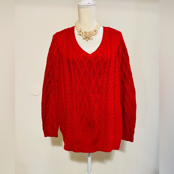 🔥 Red sweater 1X by Preswick &Moore - Picture 1 of 4